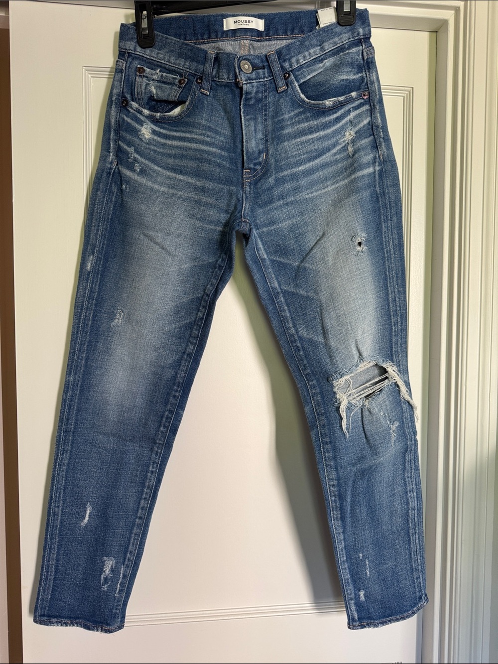Moussy Light Wash Distressed Skinny Jeans